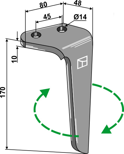 Kreiseleggenzinken, rechte Ausführung geeignet für: Rinieri faca para grade de bicos rotativa