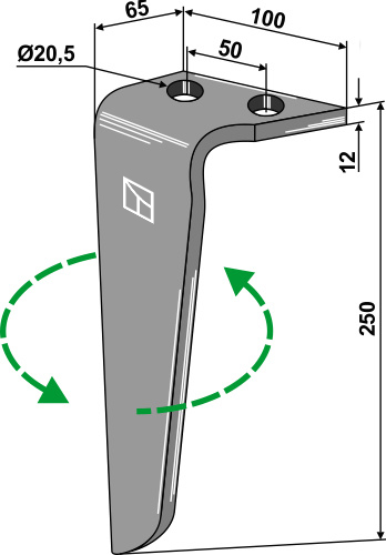 Kreiseleggenzinken, linke Ausführung geeignet für: Rinieri faca para grade de bicos rotativa