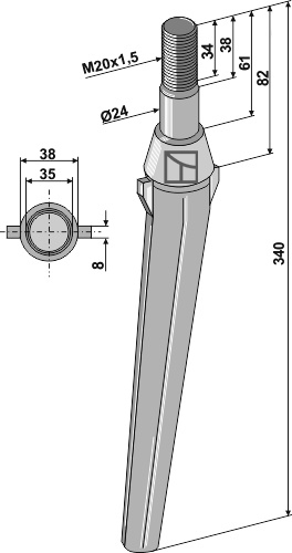 Kreiseleggenzinken geeignet für: Frandent tine for rotary harrow