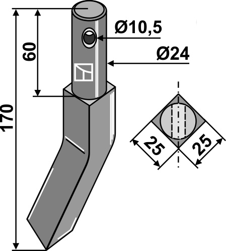 Rotorzinken, linke Ausführung geeignet für: Falc nóż glebogryzark