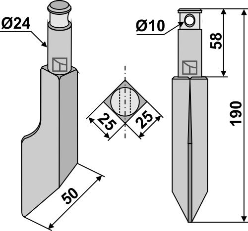 Rotorzinken geeignet für: Maschio / Gaspardo cuchilla y cuchilla de rotavator