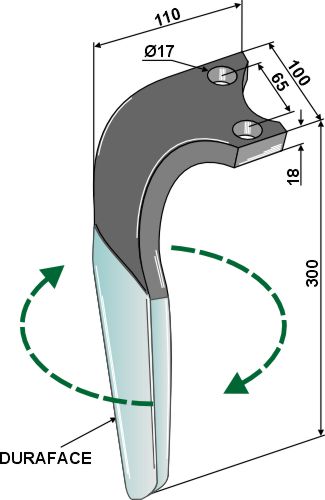 Kreiseleggenzinken (DURAFACE) - rechte Ausführung geeignet für: Rabe faca para grade de bicos rotativa