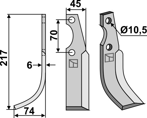 Fräsmesser, linke Ausführung geeignet für: S.E.P. nóż glebogryzark