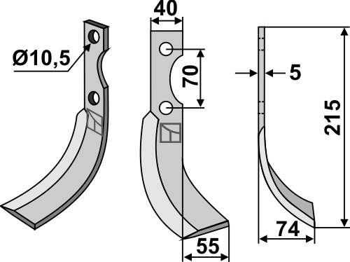 Fräsmesser, rechte Ausführung geeignet für: S.E.P. nóż glebogryzark