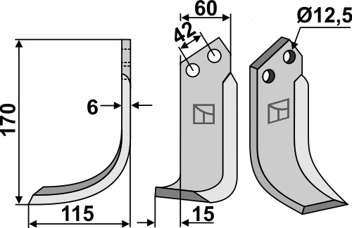 Fräsmesser, linke Ausführung geeignet für: Sicma (Miglianico) nóż glebogryzark