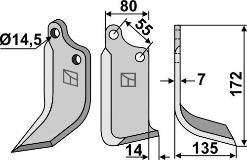 Fräsmesser, rechte Ausführung geeignet für: Sicma (Miglianico) nóż glebogryzark