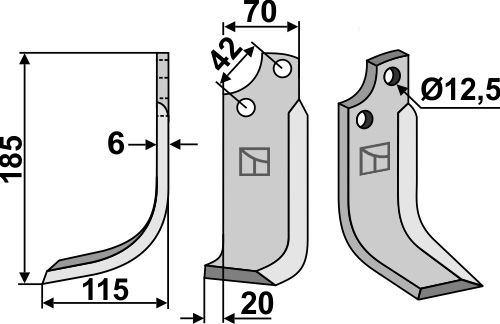 Fräsmesser, linke Ausführung geeignet für: Sicma (Miglianico) nóż glebogryzark