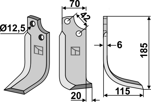 Fräsmesser, rechte Ausführung geeignet für: Sicma (Miglianico) nóż glebogryzark