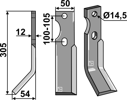 Rotorzinken, linke Ausführung geeignet für: Simon Фрезерный нож и Ротационный зуб