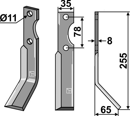 Rotorzinken, rechte Ausführung geeignet für: Simon cuchilla y cuchilla de rotavator