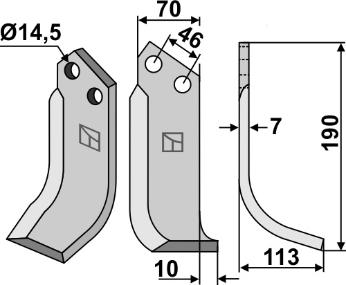 Fräsmesser, rechte Ausführung geeignet für: Muratori cuchilla y cuchilla de rotavator