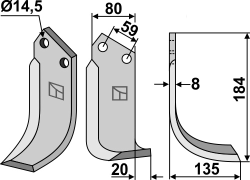Fräsmesser, rechte Ausführung geeignet für: Sicma (Miglianico) fræserkniv