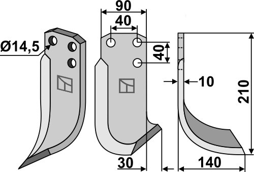 Fräsmesser, rechte Ausführung geeignet für: Tortella freesmes en rotortanden