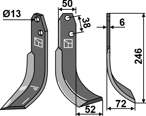 Fräsmesser, rechte Ausführung geeignet für: Valpadana nóż glebogryzark