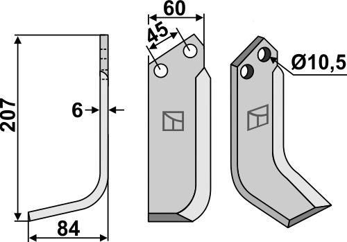 Fräsmesser, linke Ausführung geeignet für: Valpadana nóż glebogryzark