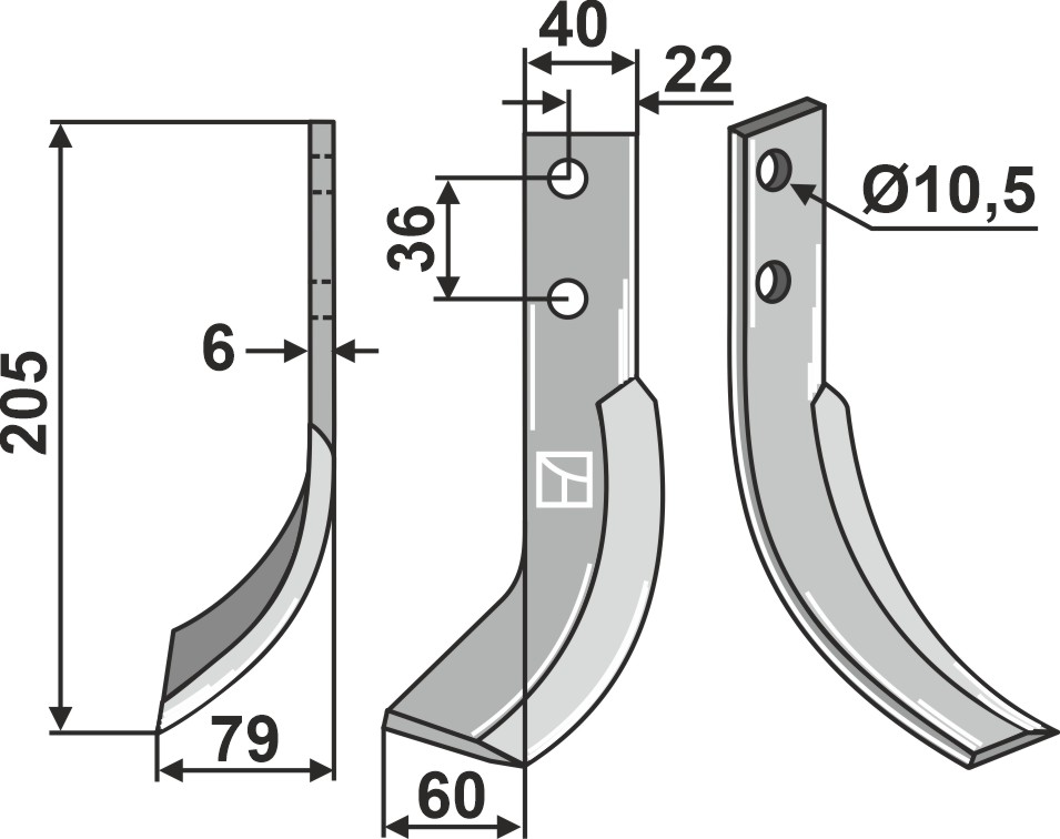 Fräsmesser, linke Ausführung geeignet für: VMC nóż glebogryzark