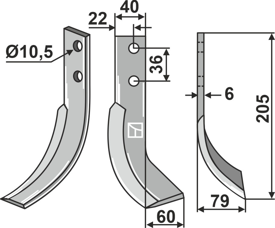 Fräsmesser, rechte Ausführung geeignet für: VMC nóż glebogryzark