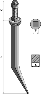 Granatharvetænder fremstillet med firkantansats - hærdet (bøjet)