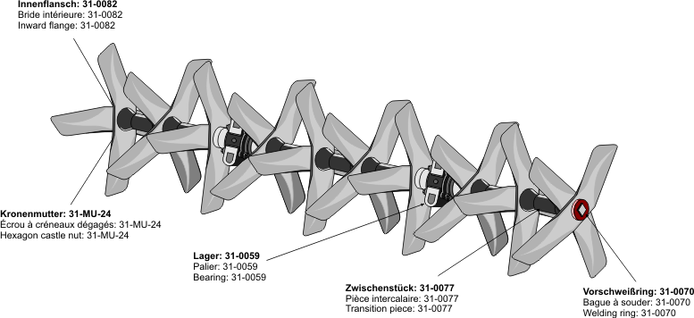Doczepiane segmenty brony łopatkowej - lewe