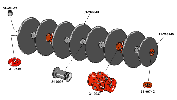 Trains de disques assembles avec disques lisses Ø660