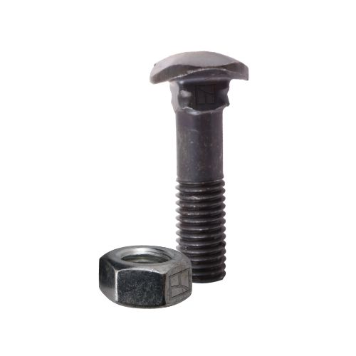 Bolts with oval head, square neck and hexagon nut