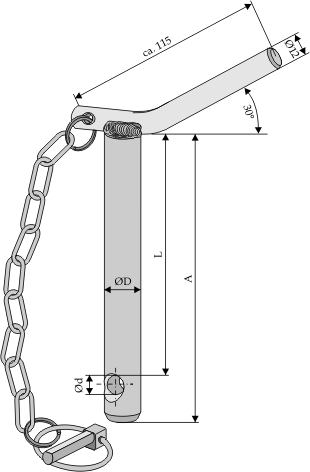 Trækbolte med kæde og ringsplit