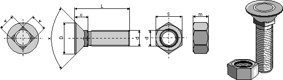 Șurub plug DIN608 - 10.9 cu piuliță